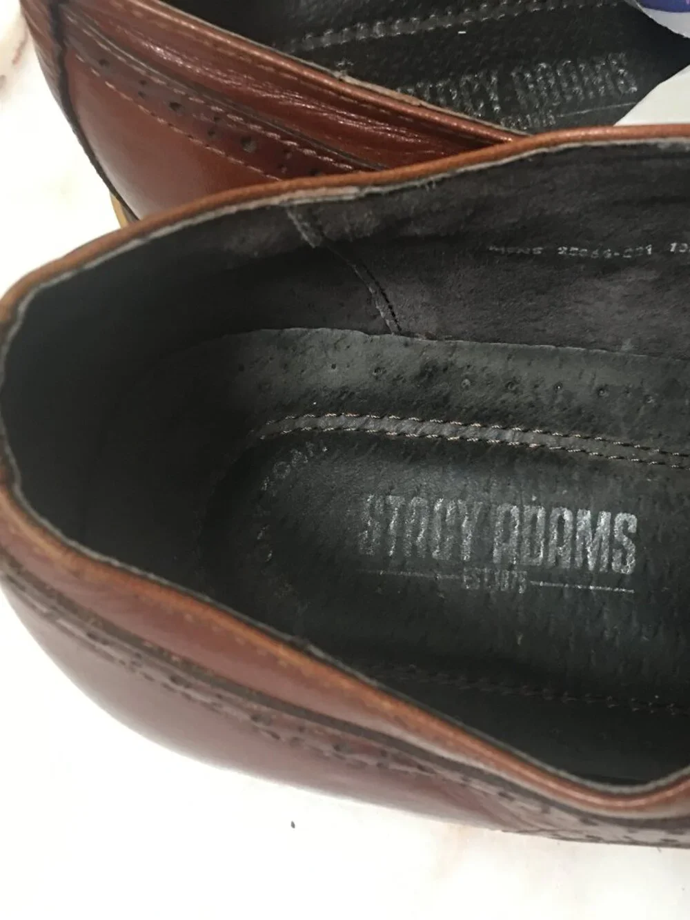 StacyAdams cognac brown leather cap toe dress shoes